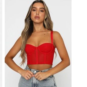 WHITE-FOX GIMME LOVE RED BUSTIER TOP